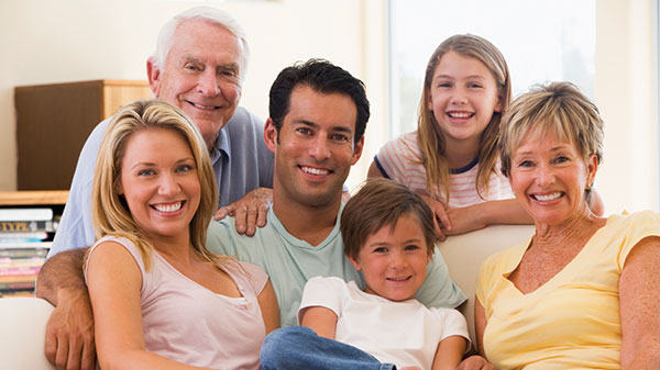 A family smiling