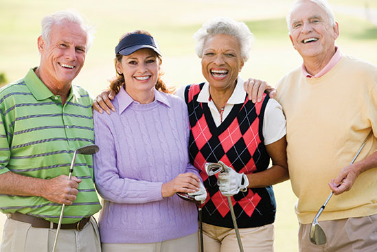 Happy people playing golf. Link to Gifts from Retirement Plans